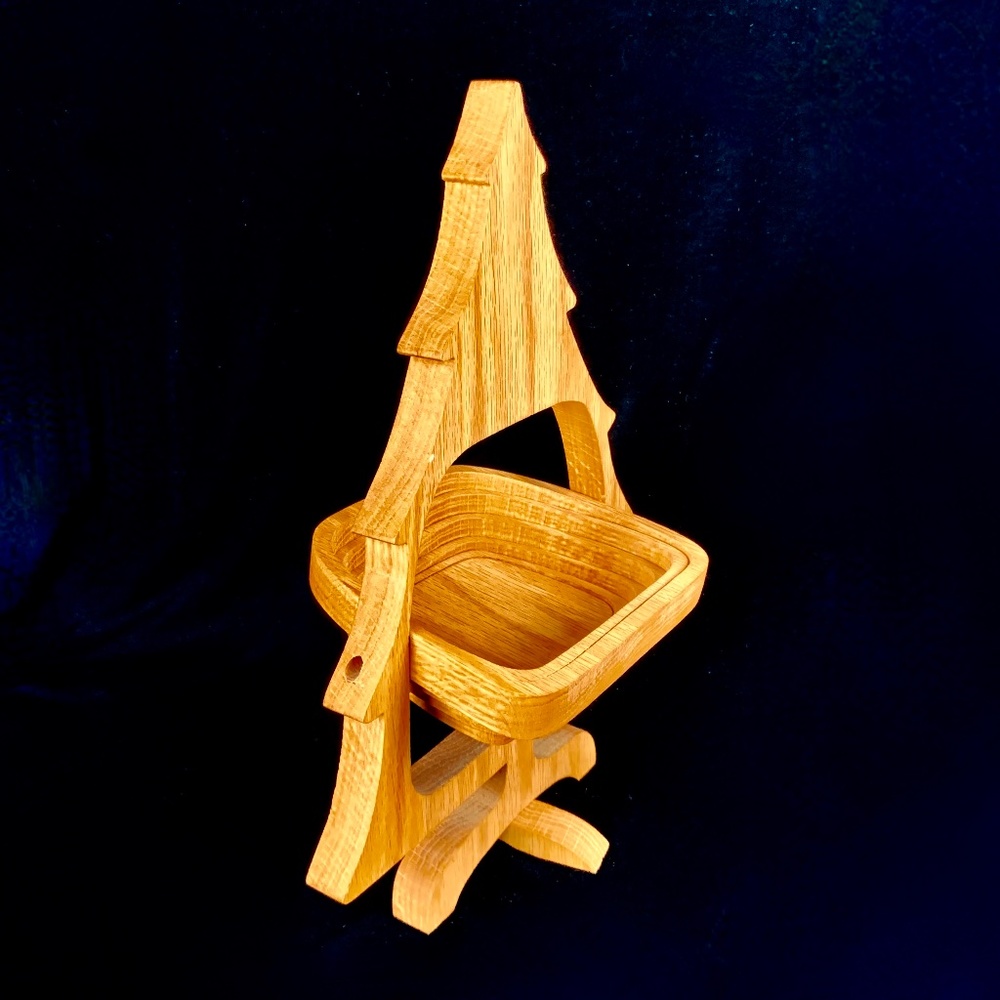 Vintage John Keim One Piece Collapsible Basket Pear Tree Handmade Wood Like New - Picture 7 of 9